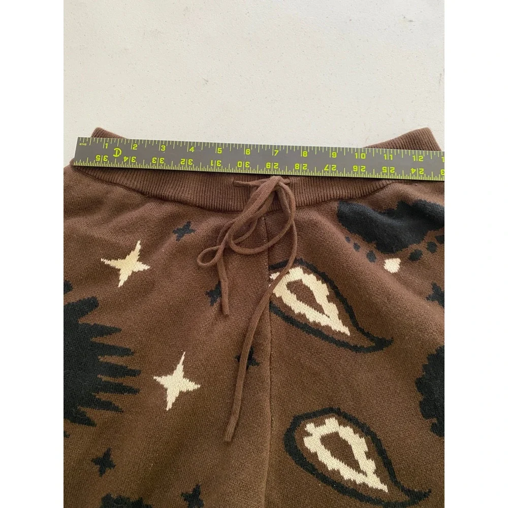 NOVAMEN Mens Sm Boho Western Festival Bandana Knit Shorts Cowboycore Rustic Luxe